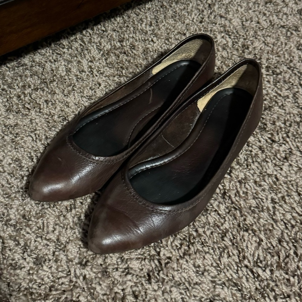 7.5 Dark Brown Frye Flats